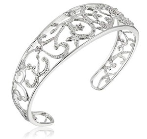 Sterling Silver Diamond Filigree Cuff Bracelet one of the best diamond bracelet