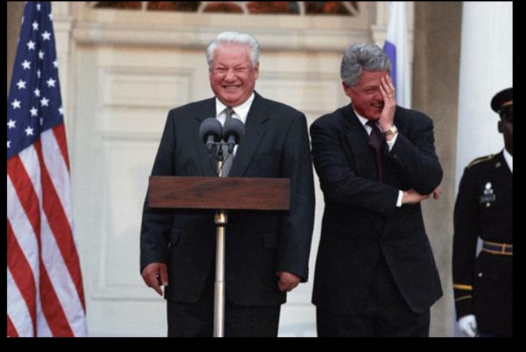 yeltsin and clinton laughing